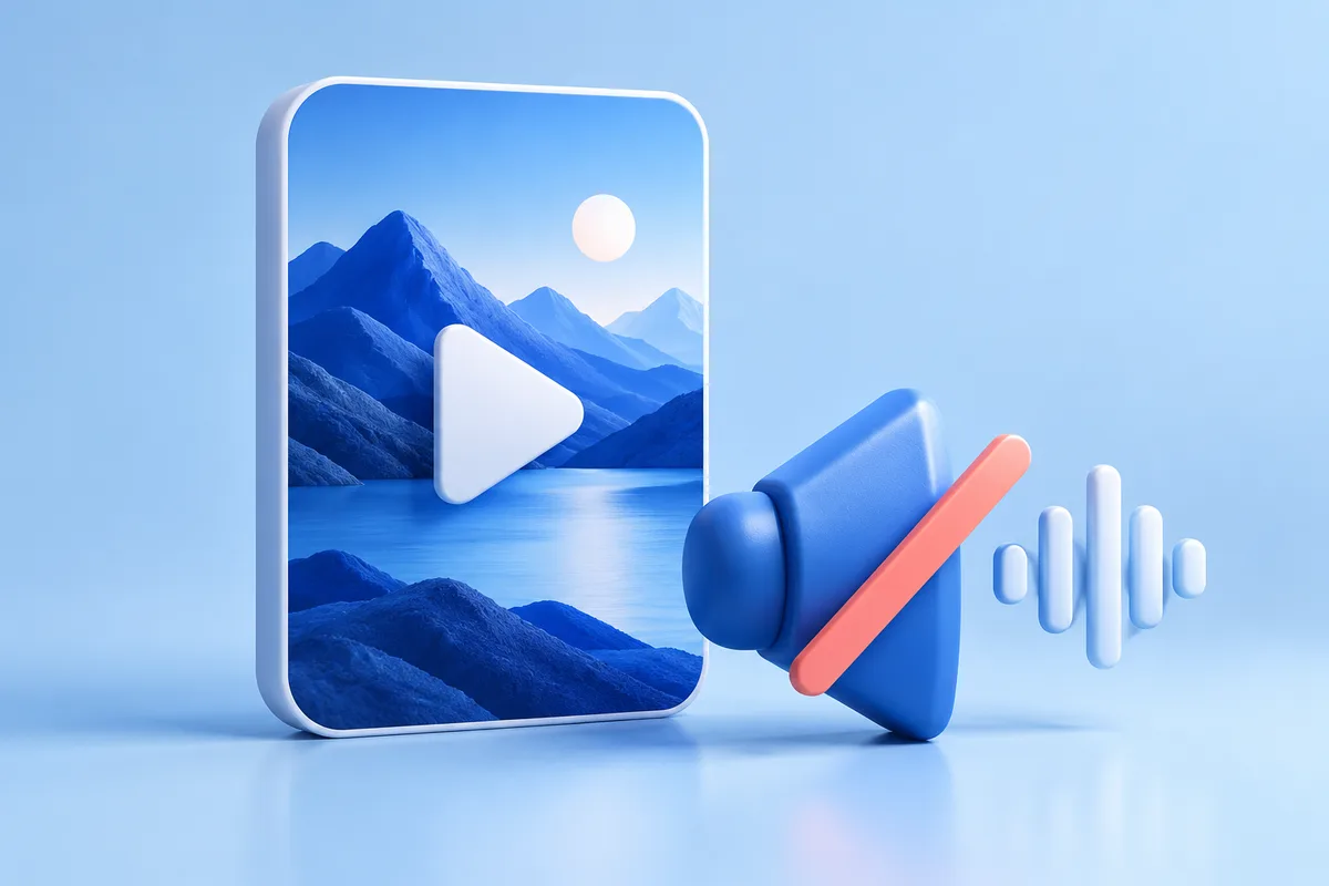 Illustration of a video card beside a muted speaker and broken audio waveform