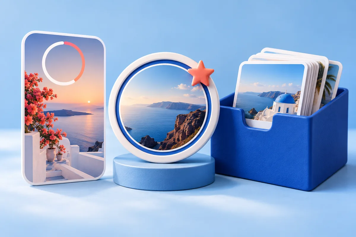 Illustration comparing a Story card, a Highlight frame, and an archive box